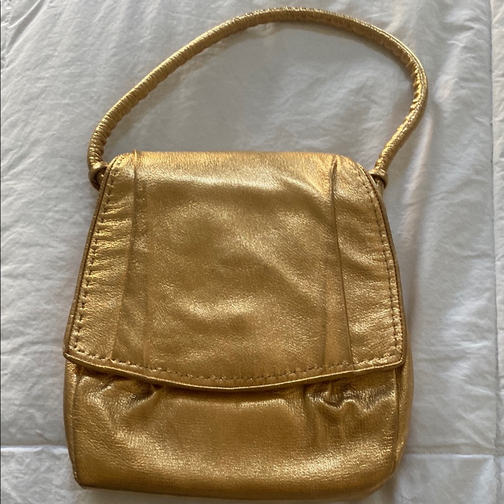 Vintage gold leather evening bag